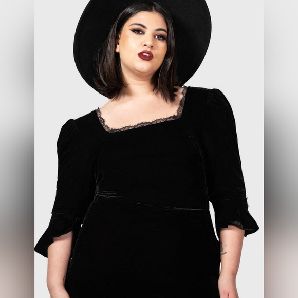 Killstar Dottie Dottie Velvet Top with Lace Trim - Picture 16 of 16